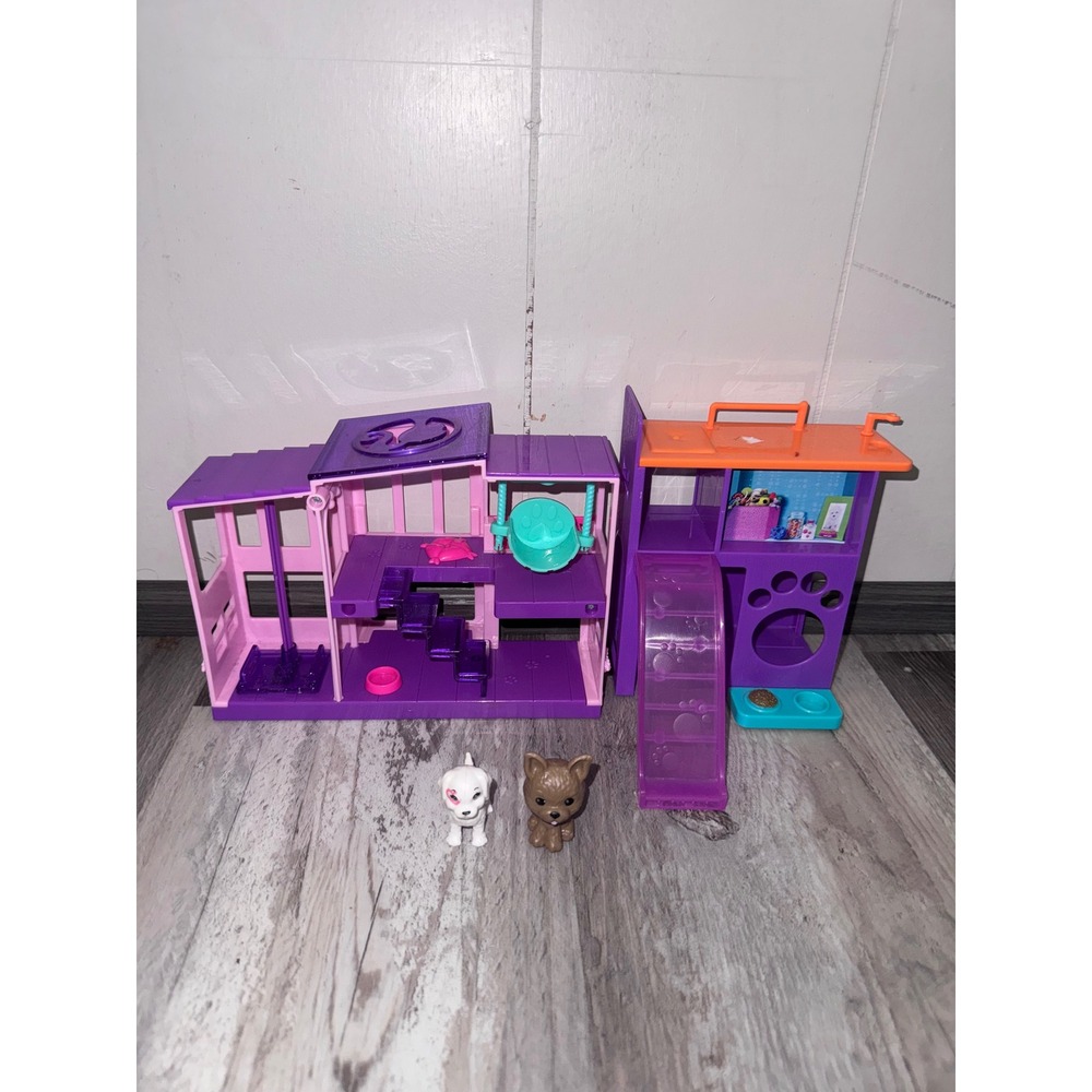 Barbie Pet Playset Doghouse Grooming Station with 2 Puppies Purple Pink Orange
